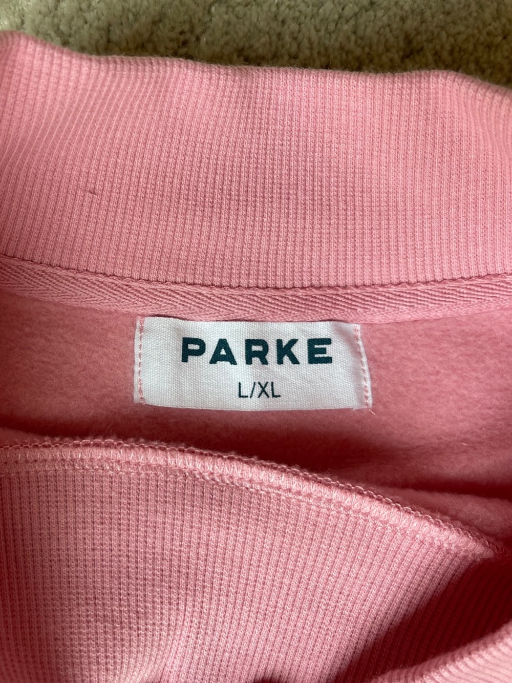 NWT PARKE Varsity Mockneck Sweatshirt / Blush + Lavender / Size L/XL - Picture 4 of 6